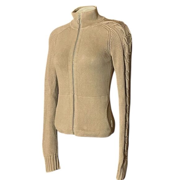 A/X Armani Exchange Tan Full Zip Mock Neck Long Sleeve Sweater Sz S - Picture 2 of 8